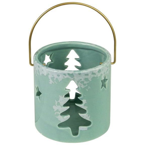 Northlight Christmas Tree and Star Cut Out Tea Light Candle Holder - 3.75" - Green