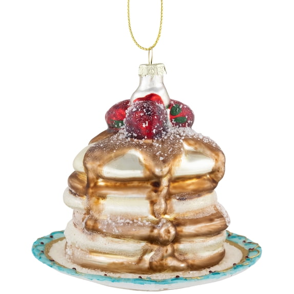 Northlight 3.75" Pancakes and Syrup Glass Christmas Ornament
