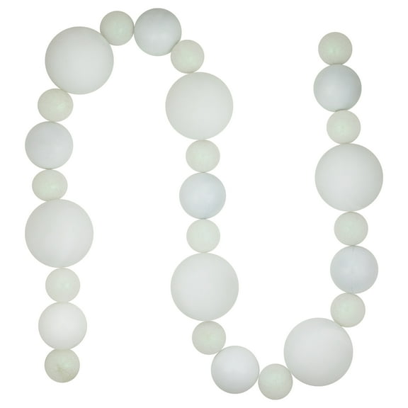 Northlight 3-Finish Shatterproof Ball Christmas Garland - 6' x 4" - White - Unlit