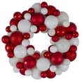 thumbnail image 1 of Northlight 3-Finish Shatterproof Ball Christmas Wreath - 13" - Red and White - Unlit, 1 of 3