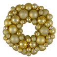 thumbnail image 1 of Northlight 3-Finish Shatterproof Ball Christmas Wreath - 13" - Vegas Gold, 1 of 1