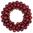 thumbnail image 1 of Northlight 3-Finish Shatterproof Ball Christmas Wreath - 24" - Burgundy Red - Unlit, 1 of 3
