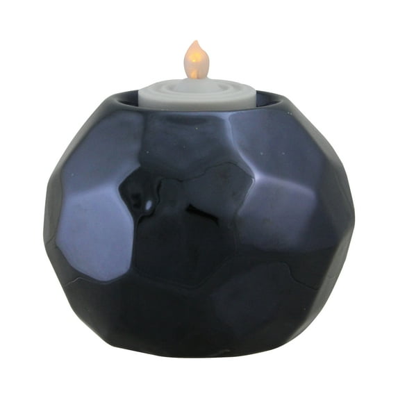 Northlight 3" Geometric Ceramic Tea Light Candle Holder - Navy Blue