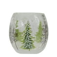 thumbnail image 1 of Northlight 3" Hand Painted Christmas Pine Trees Flameless Glass Christmas Candle Holder, 1 of 5