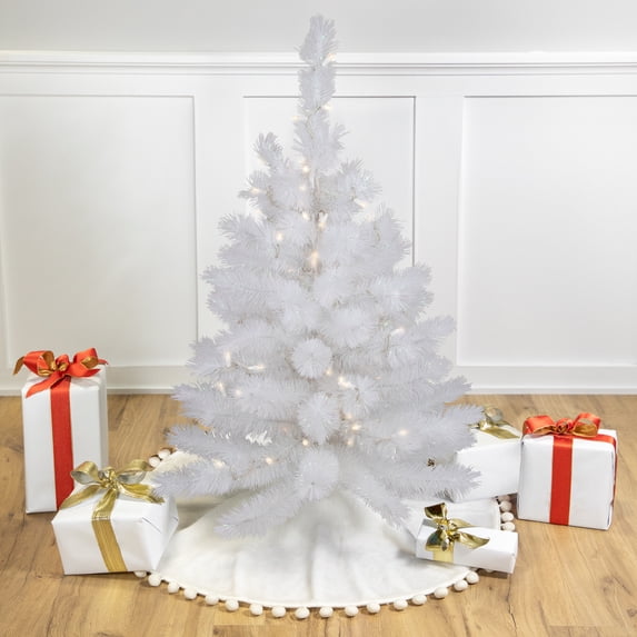 Northlight Pre-Lit White Alaskan Pine Artificial Christmas Tree - 3' - Warm White LED Lights