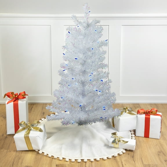 Northlight Pre-Lit Medium Pine Artificial Christmas Tree - 3' - White - Blue Lights