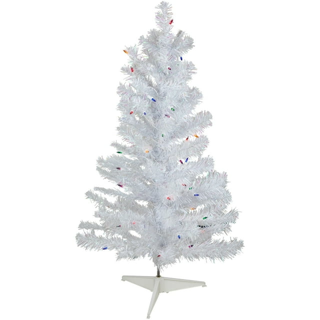 Northlight 3' Prelit White Iridescent Pine Artificial Christmas Tree