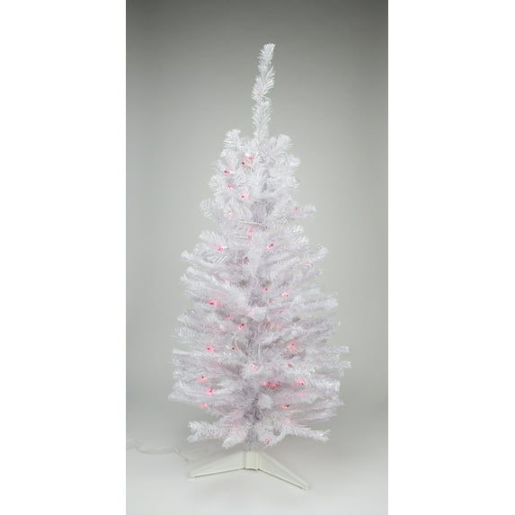 Northlight 3' Pre-lit White Iridescent Pine Artificial Christmas Tree - Pink Lights