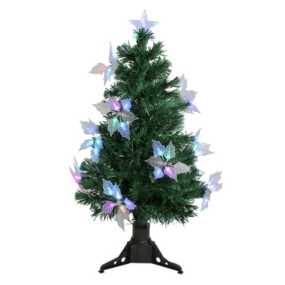 Northlight  3' Prelit Artificial Christmas Tree Fiber Optic with Flowers - Multicolor Lights