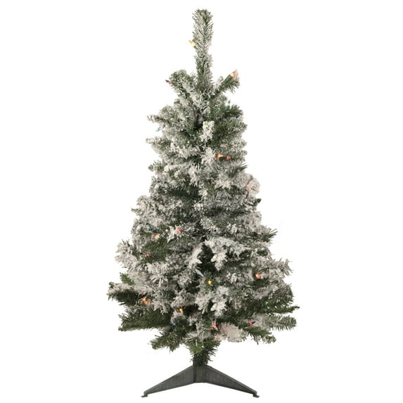 Northlight 3' Prelit Artificial Christmas Tree Medium Heavily Flocked - Multicolor Lights