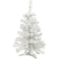 thumbnail image 1 of Northlight 3' Prelit Artificial Christmas Tree Slim White Tinsel - Green Lights, 1 of 5