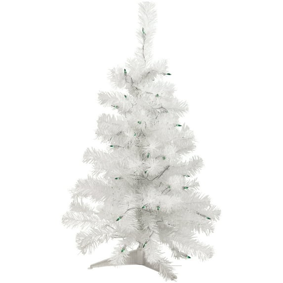 Northlight 3' Prelit Artificial Christmas Tree Slim White Tinsel - Green Lights