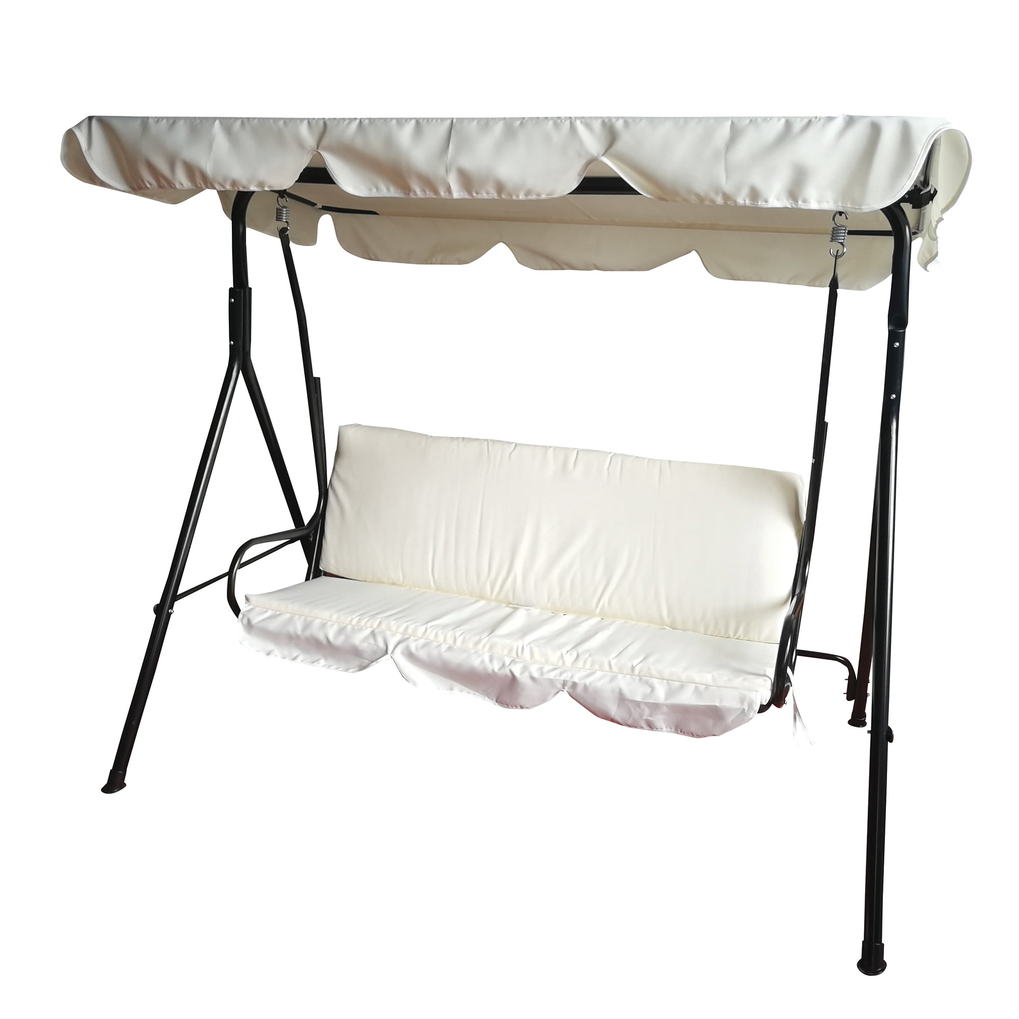 Ivory 3-Seater Outdoor Patio Swing with Adjustable Canopy and Steel Frame