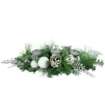 thumbnail image 1 of Northlight 30" Green Pine and Needle Triple Candle Holder with Pinecones and Christmas Ornaments, 1 of 5