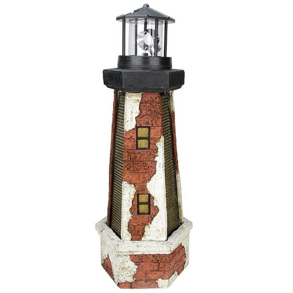 Northlight 30" Solar Powered LED Lighted Weathered Red Brick Lighthouse Outdoor Patio Garden Water