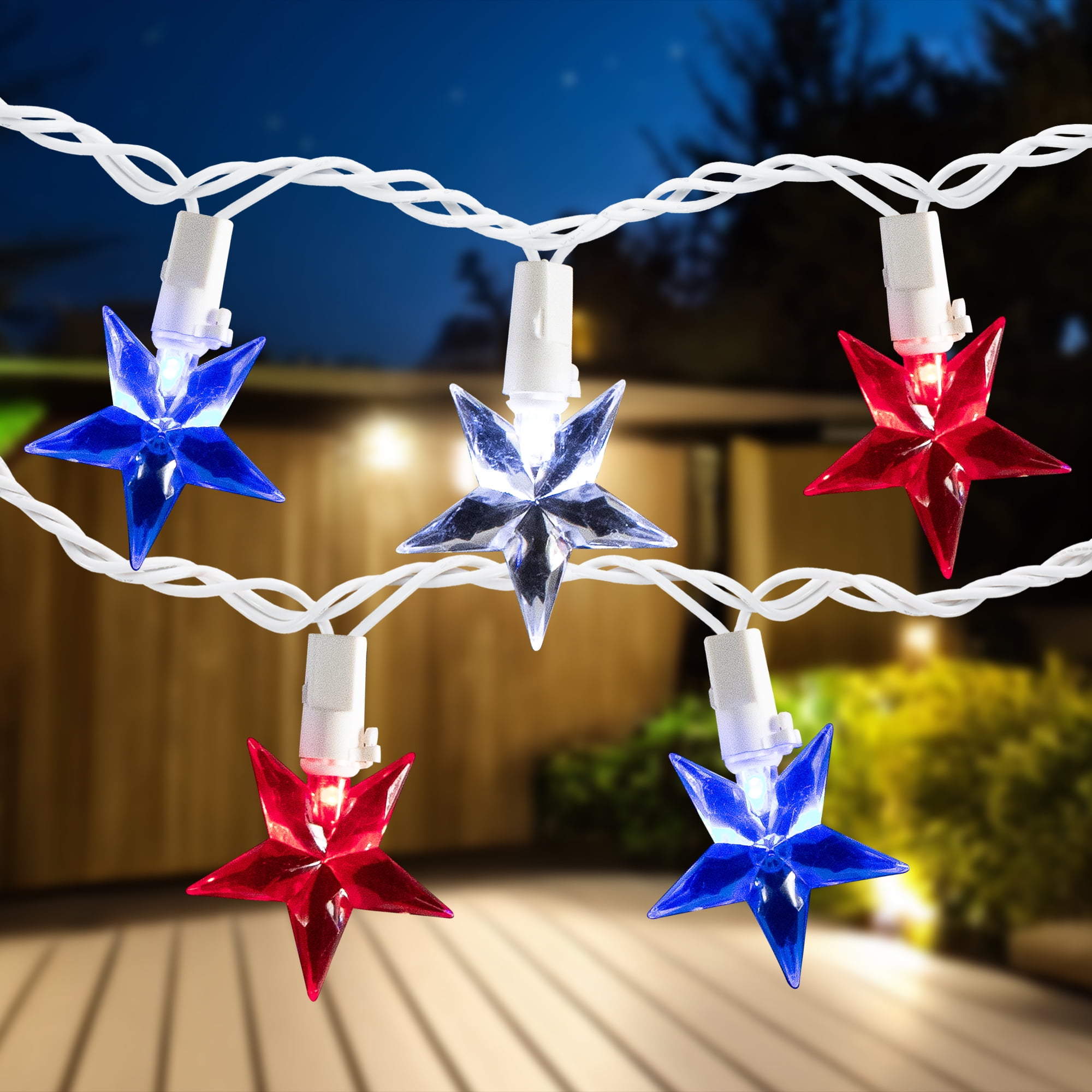 Northlight LED Patriotic Stars String Light Set - 7.25ft - White Wire - 10ct