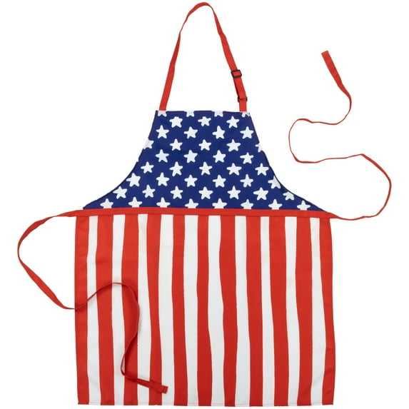 Northlight Patriotic Stars and Stripes Kitchen Apron - 31.5" - Blue and Red