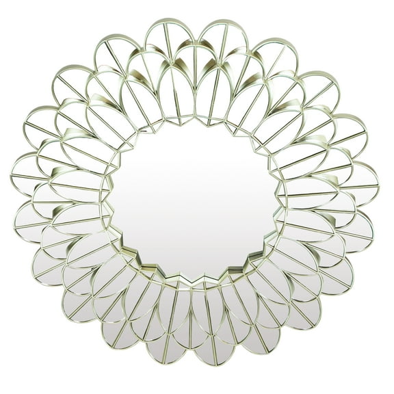 Northlight 31" Champagne Gold Sunflower Round Wall Mirror