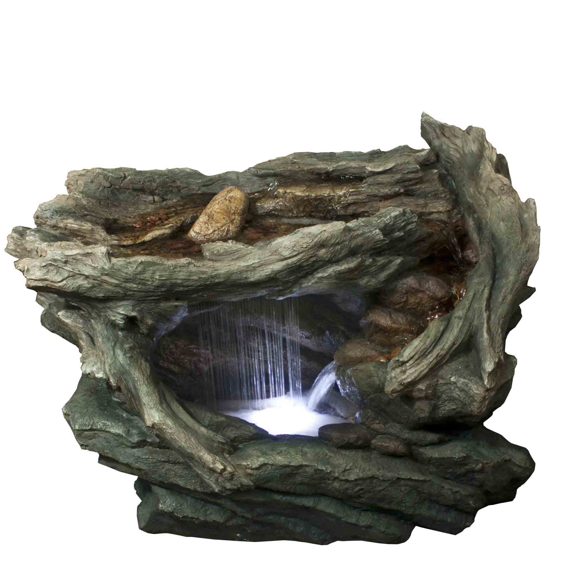 31" Brown Resin and Fiberglass LED Woodland Grotto Water Fountain