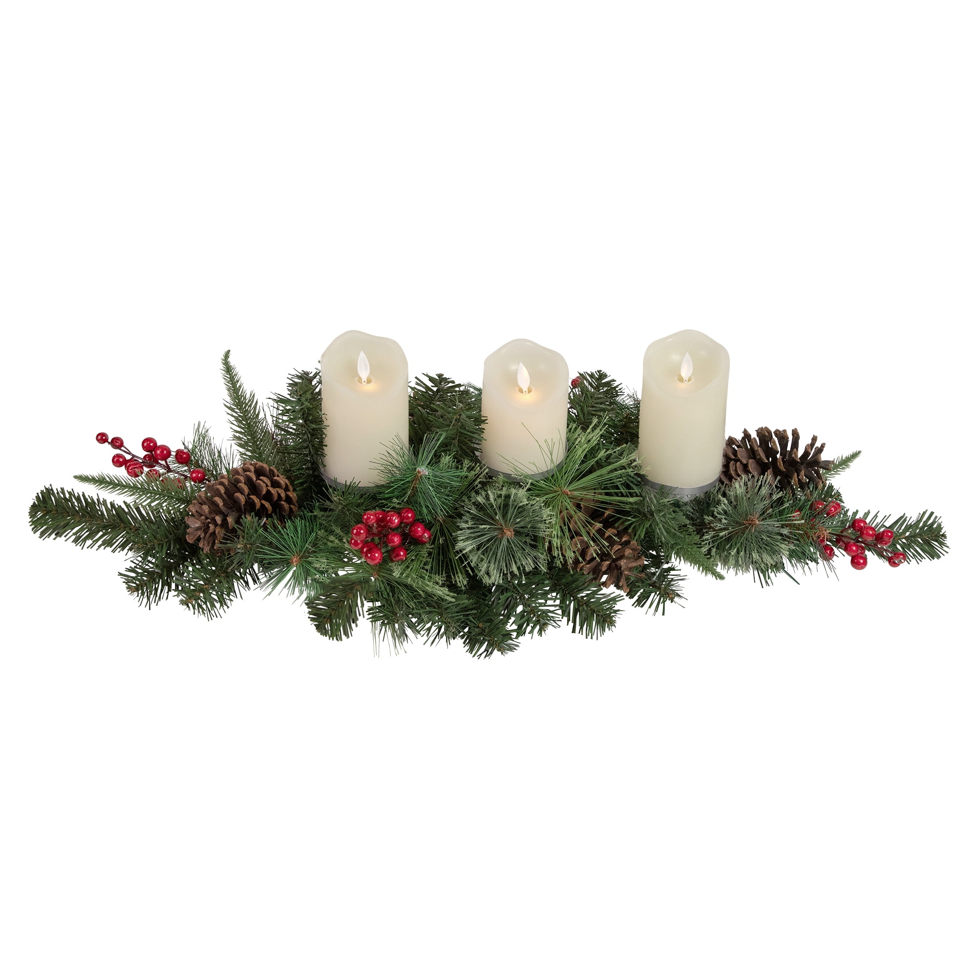Northlight 32" Decorated Artificial Pine Christmas Candle Holder Centerpiece