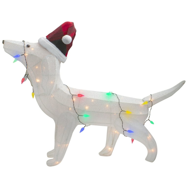 Northlight LED Lighted Dachshund Dog in Santa Hat Outdoor Christmas Decoration 32 Multicolor