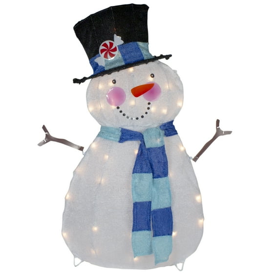 Northlight Lighted Chenille Snowman Outdoor Christmas Decoration - 32" - White Lights