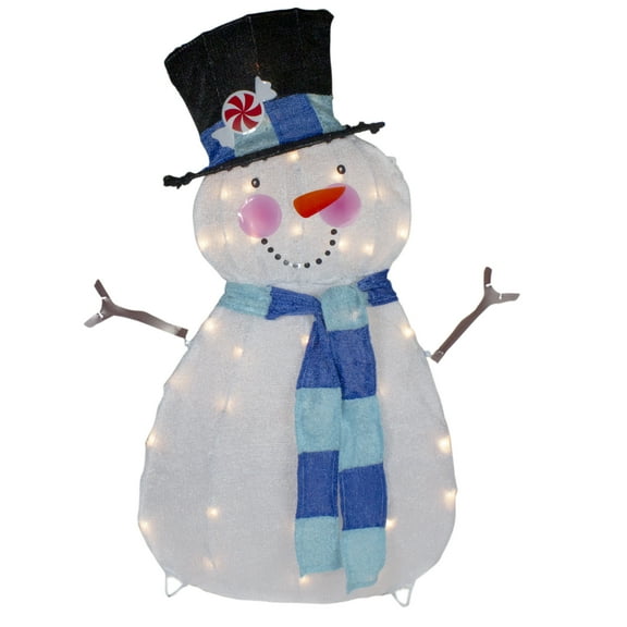 Northlight Lighted Chenille Snowman Outdoor Christmas Decoration - 32" - White Lights