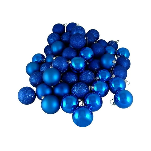 Northlight 32ct Lavish Blue Shatterproof 4-Finish Christmas Ball Ornaments 3.25" (80mm)