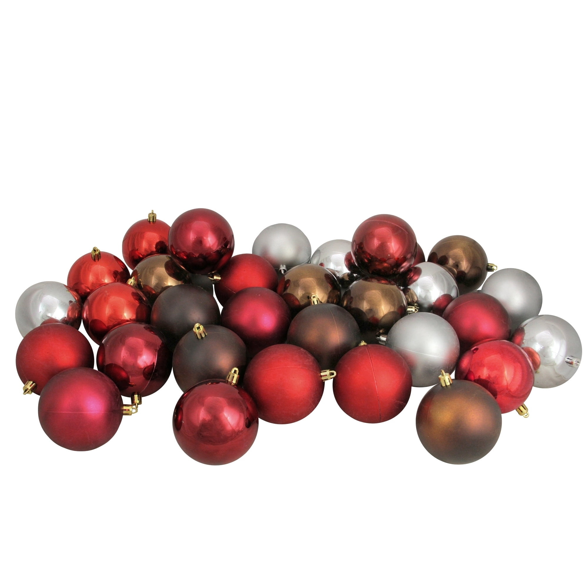Northlight 32ct Red/Burgundy/Pewter Gray/Mocha Shatterproof Christmas Ball Ornaments 3.25"