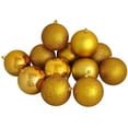 thumbnail image 1 of 32ct Antique Gold Shatterproof 4-Finish Christmas Ball Ornaments 3.25" (80mm), 1 of 1