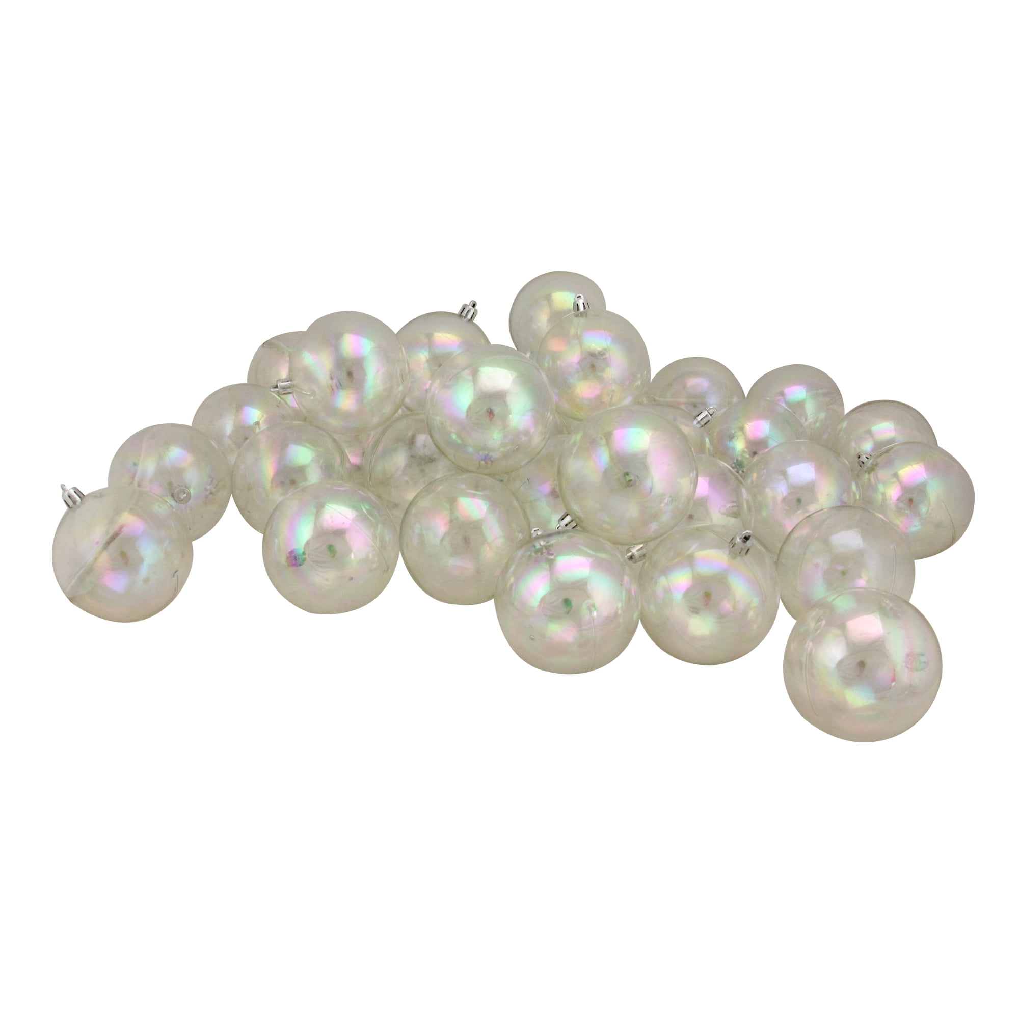 32-Piece Clear Iridescent Shatterproof Plastic Christmas Ball Ornaments