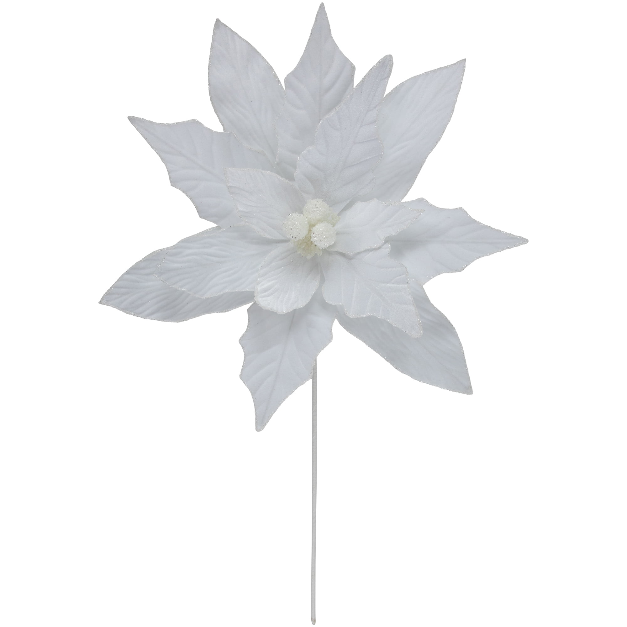 Northlight 33" Winter White Glittered Poinsettia Large Christmas Pick - 33