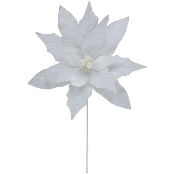 Northlight 33" Winter White Glittered Poinsettia Large Christmas Pick - 33