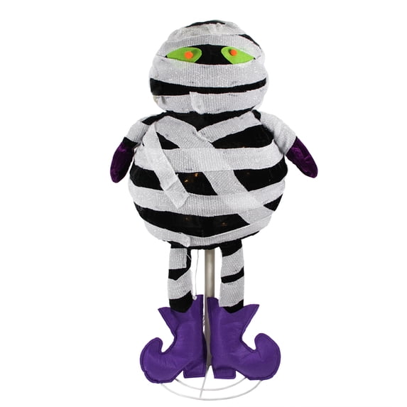 Northlight 34" Prelit LED Standing Mummy Halloween Decoration - Black/White