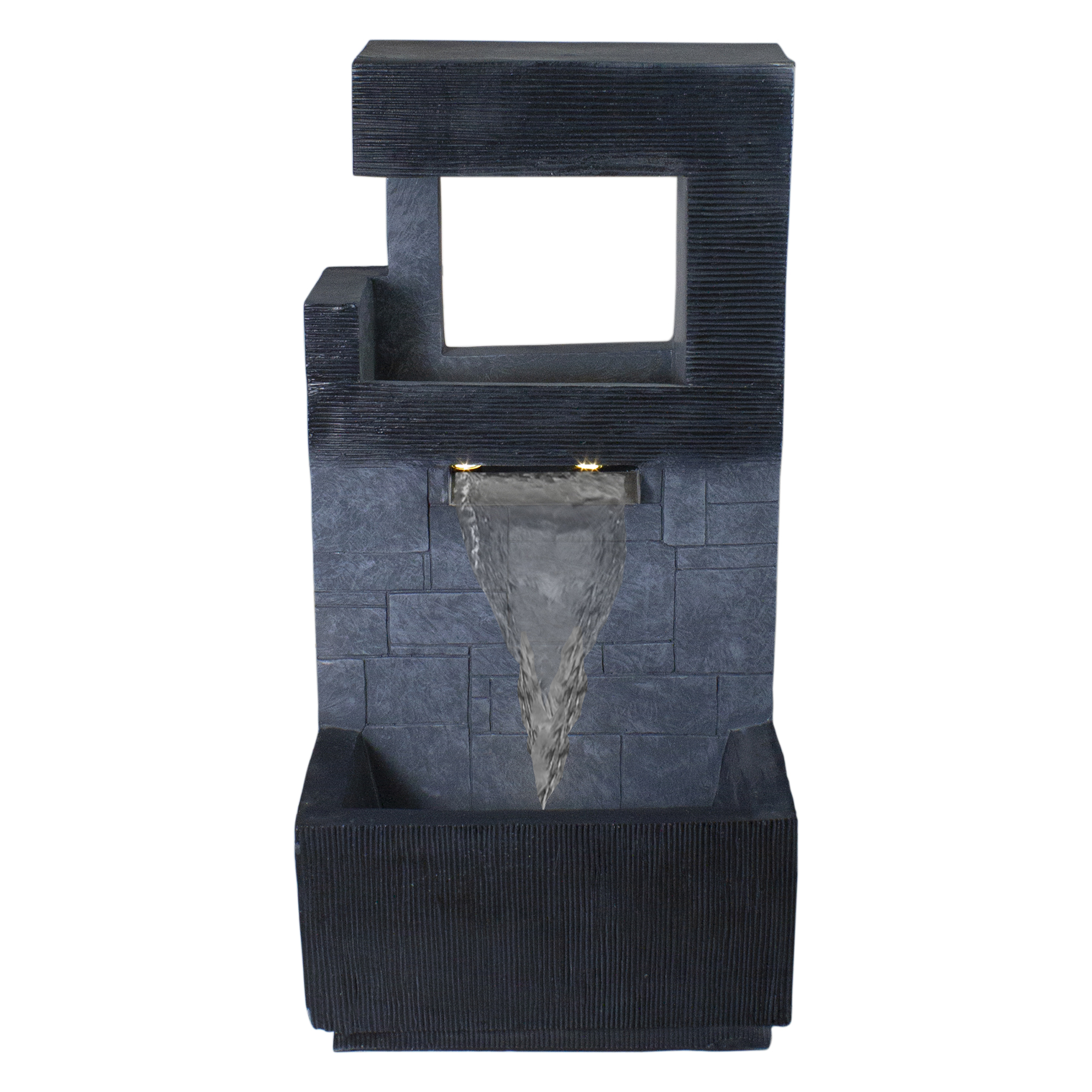 Northlight 35.5" Black and Gold Modern Outdoor Garden Water Fountain