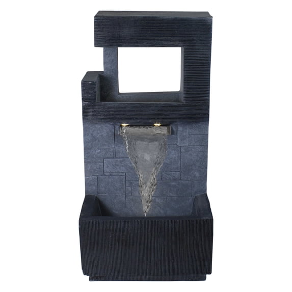 Northlight 35.5" Black and Gold Modern Outdoor Garden Water Fountain