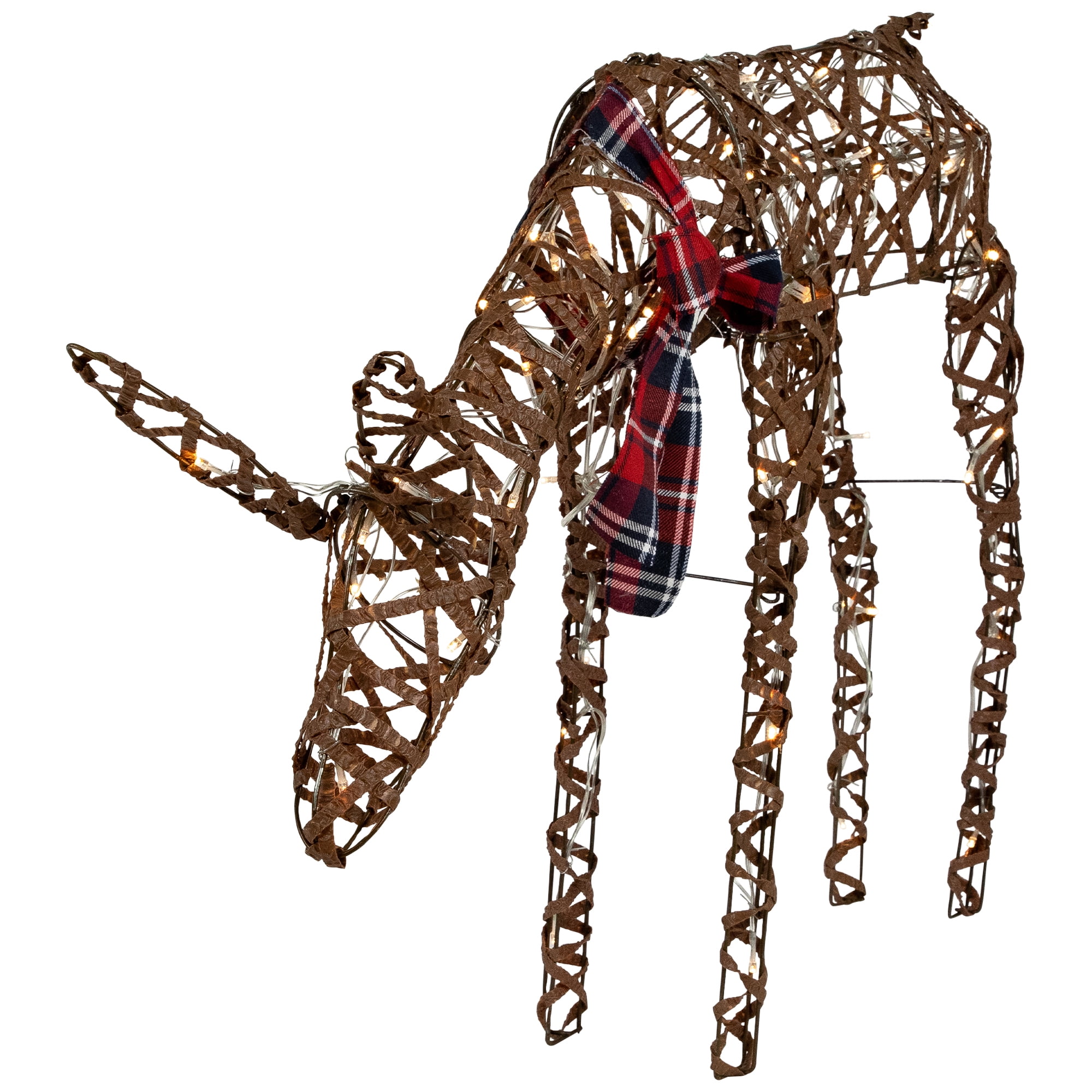 Northlight 35" LED Lighted Feeding Rattan Reindeer Outdoor Christmas Decoration