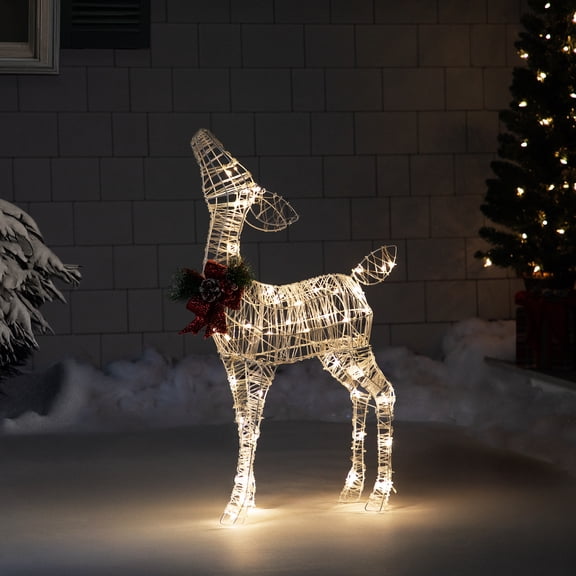 Northlight 35" LED Lighted Standing Reindeer with Bow Outdoor Christmas Decoration