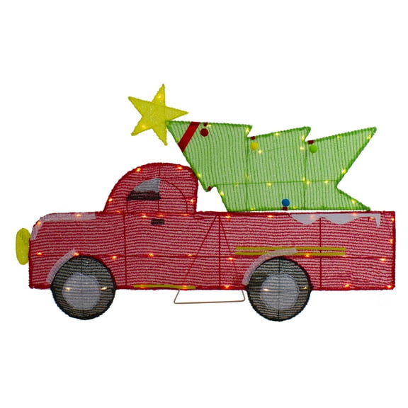 Northlight 36" LED Lighted Red Truck with Christmas Tree Outdoor Decoration