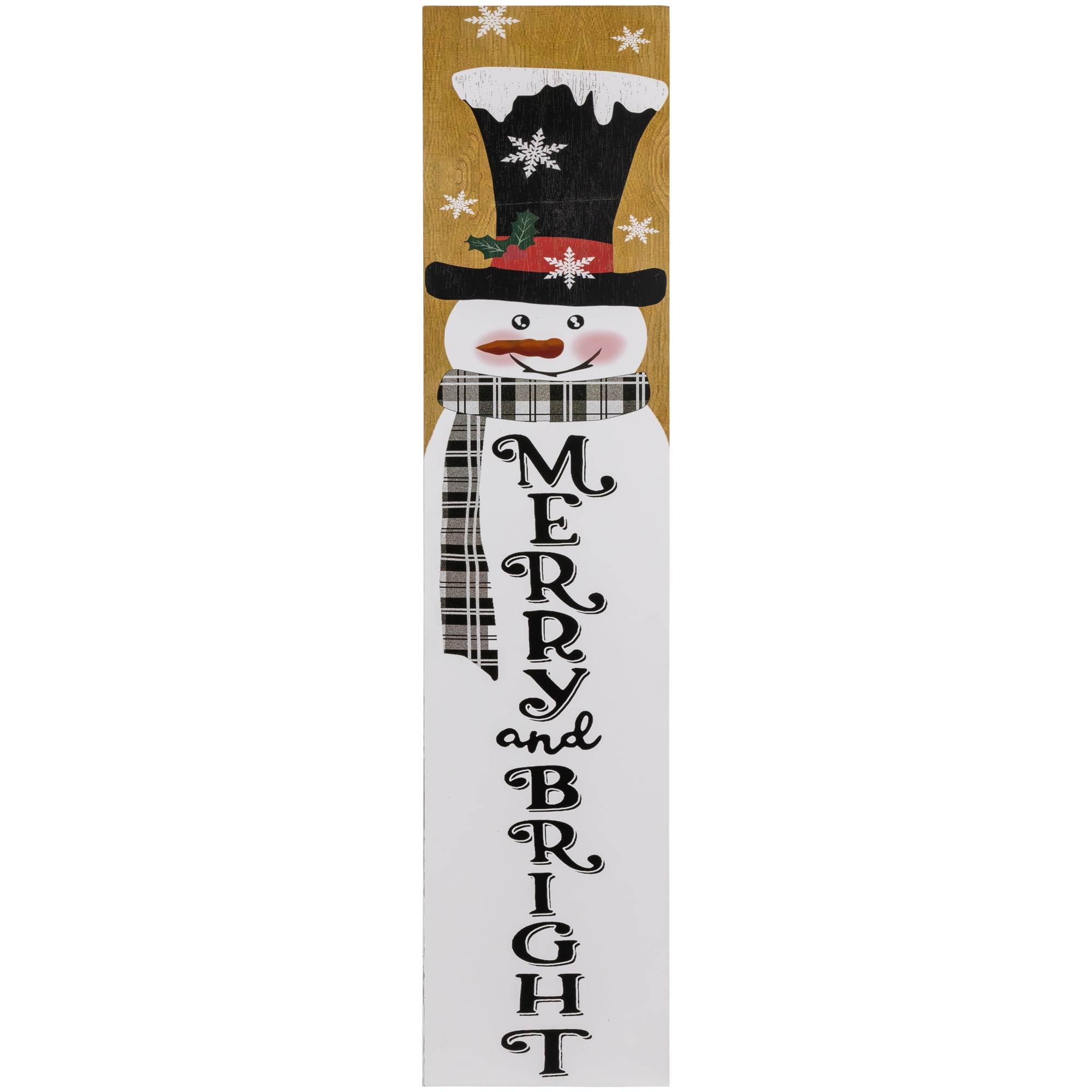 Northlight 36" Snowman "Merry and Bright" Christmas Porch Board Sign Decoration