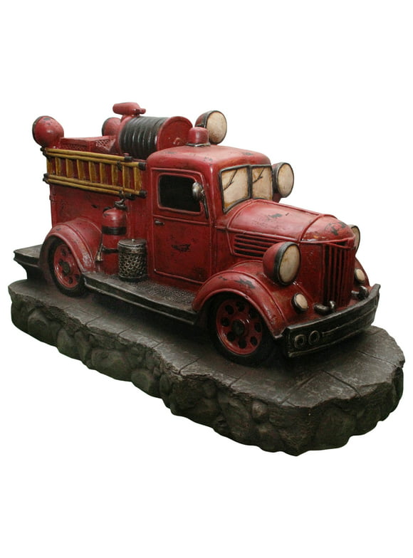 Northlight 38" Lighted Red and Black Vintage Fire Truck Outdoor Patio Fountain