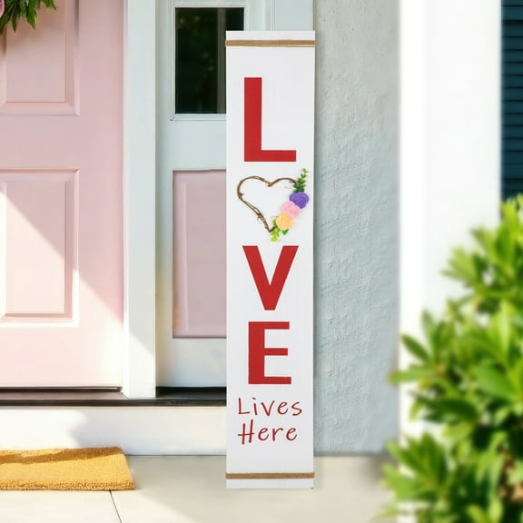 Northlight 39.25" "Love Lives Here" Wooden Valentine's Day Porch Board Sign Decoration