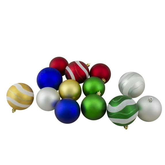 Northlight 39ct Red and Blue Shatterproof 2-Finish Christmas Ball Ornaments 4" (100mm)