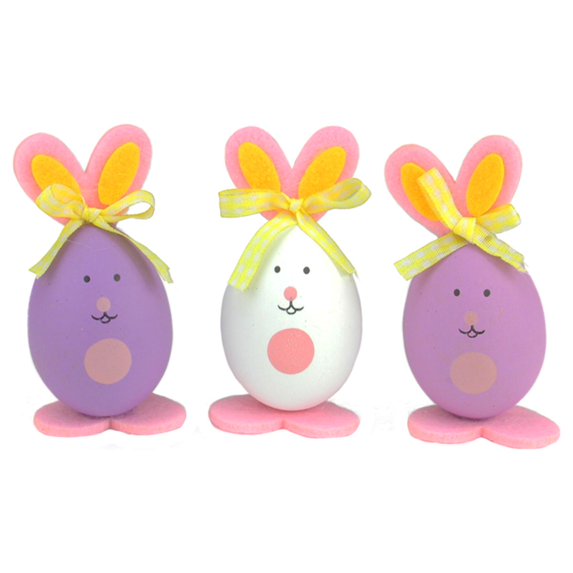 Northlight 3ct Easter Egg Bunny Spring Figure Decorations 3.5" - Purple/Pink