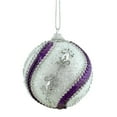 thumbnail image 1 of 3ct White, Purple Sequined and Silver Beaded Shatterproof Christmas Ball Ornaments 3" (75mm), 1 of 2
