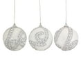 thumbnail image 1 of Northlight 3ct White and Silver Beaded Shatterproof Glittered Christmas Ball Ornaments 3" (76mm), 1 of 4