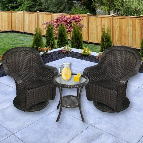 Northlight 3pc Resin Wicker Outdoor Patio Furniture Set - 35" - Brown