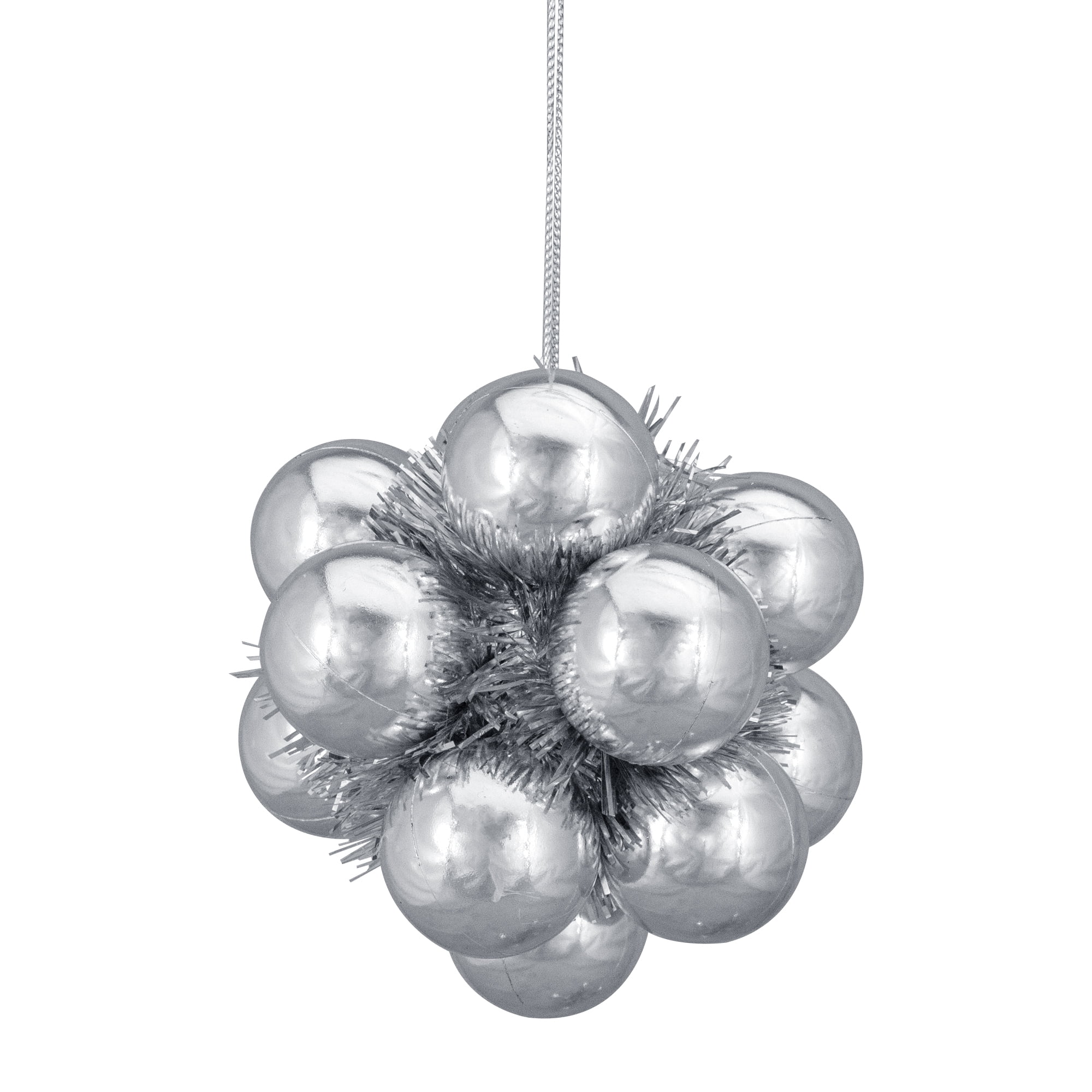 Northlight 4.25" Shiny Silver Balls and Tinsel Christmas Ornament