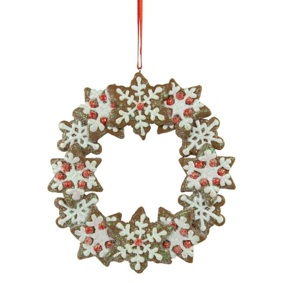 Northlight 4.5" Gingerbread Snowflake Wreath Christmas Ornament