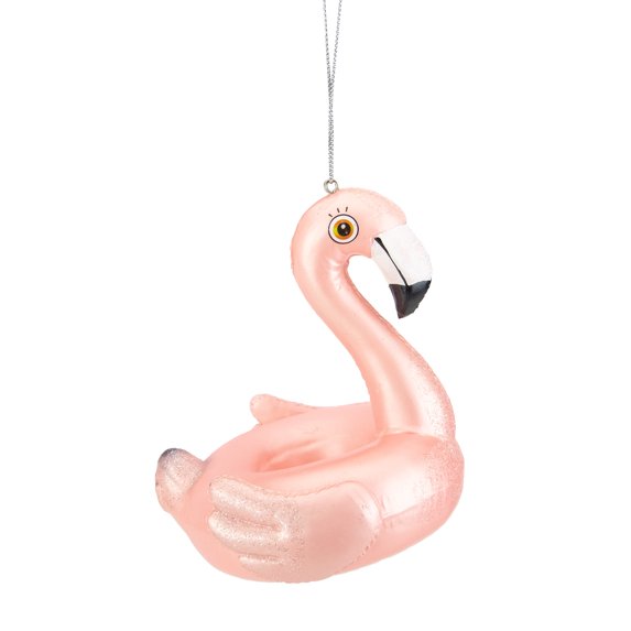 Northlight 4.5" Pink Flamingo Pool Float Glass Christmas Ornament